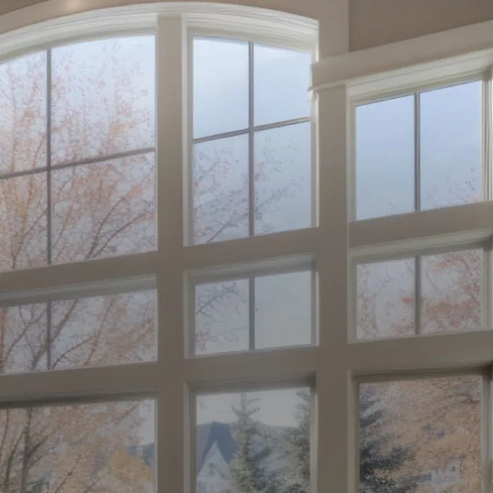 Tall windows with classic grille patterns