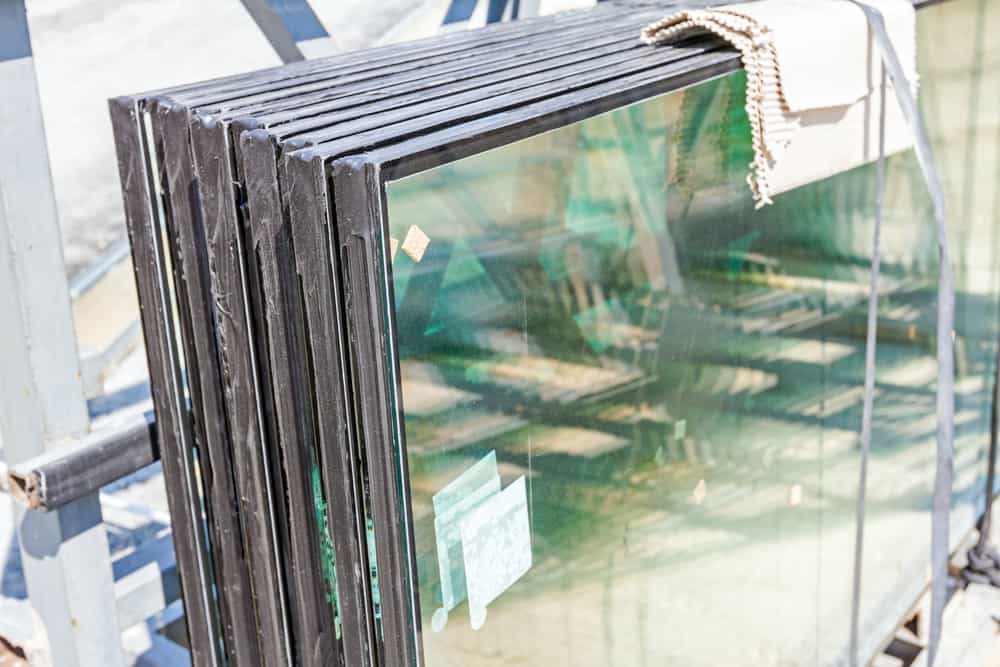 double glazed glass units stacked together
